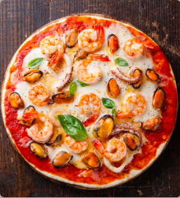 Seafood pizza